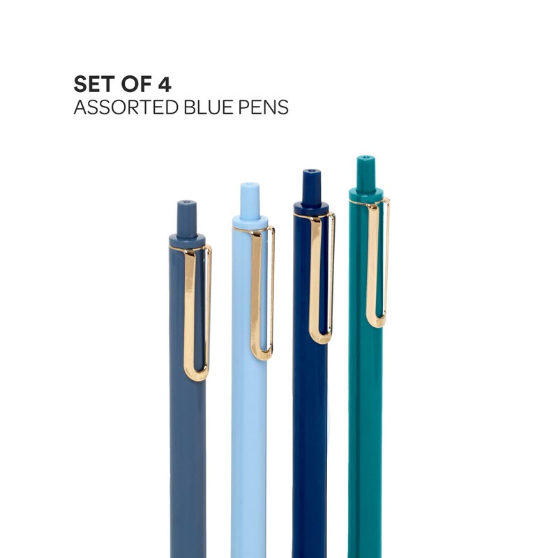 Poppin Luxe Gel Pen, Retractable, Fine 0.7 Mm, Blue Ink, Assorted Barrel Colors, 4/Pack - Image 2